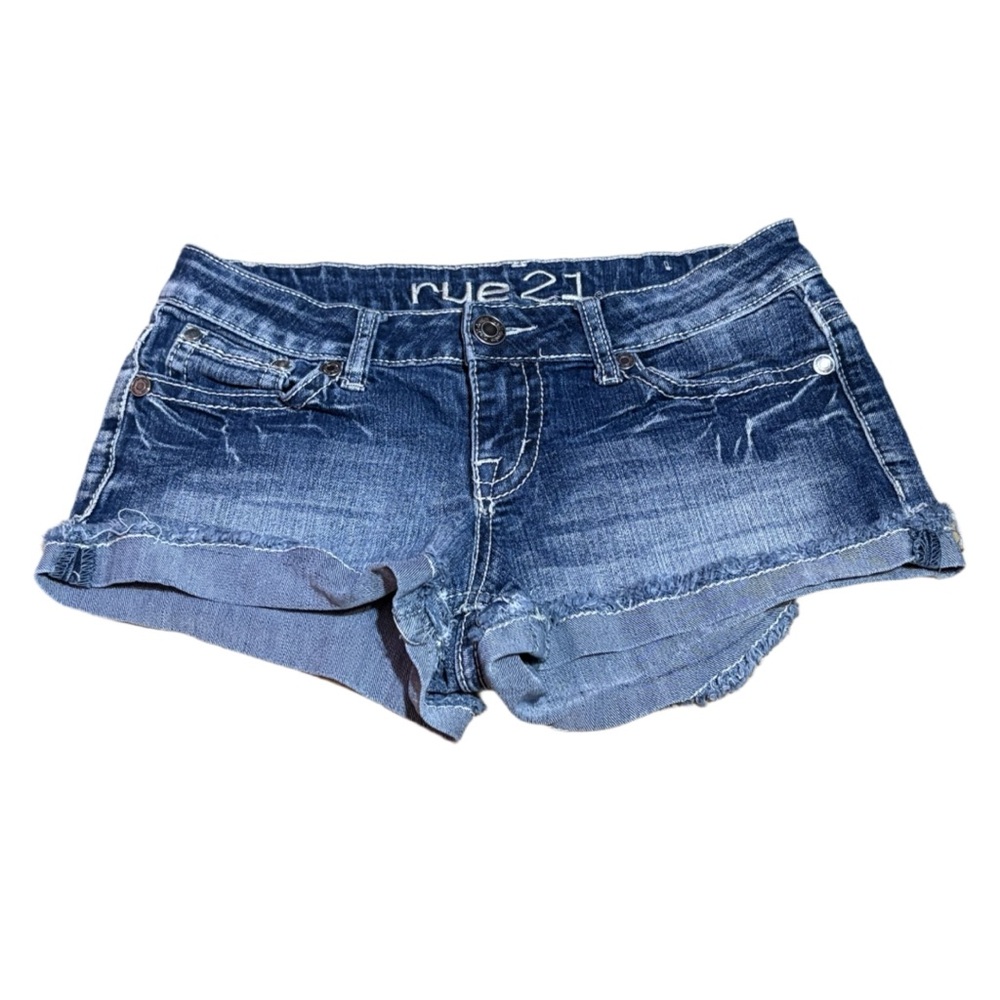 Rue21 Blue Jean Shorts with Distressed Cuffed Hem